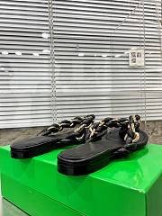 Bottega Veneta Dot Chain-braided Black Leather Flat Sandals - 4