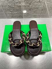 Bottega Veneta Dot Chain-braided Brown Leather Flat Sandals - 1