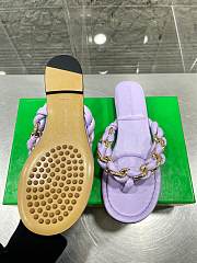 Bottega Veneta Dot Chain-braided Light Purple Leather Flat Sandals - 6