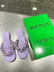 Bottega Veneta Dot Chain-braided Light Purple Leather Flat Sandals - 3
