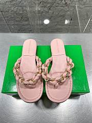 Bottega Veneta Dot Chain-braided Light Pink Leather Flat Sandals - 1