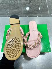 Bottega Veneta Dot Chain-braided Light Pink Leather Flat Sandals - 4