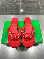 Bottega Veneta Dot Chain-braided Red Leather Flat Sandals - 1