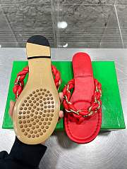 Bottega Veneta Dot Chain-braided Red Leather Flat Sandals - 6