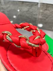 Bottega Veneta Dot Chain-braided Red Leather Flat Sandals - 3
