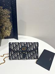 Dior Bobby East-West Pouch With Chain Blue Dior Oblique Jacquard - 1