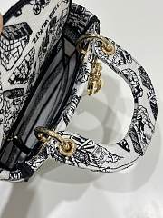 Dior Mini Lady D-Lite Bag White and Black Plan de Paris Embroidery - 3