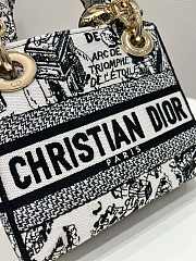 Dior Mini Lady D-Lite Bag White and Black Plan de Paris Embroidery - 5