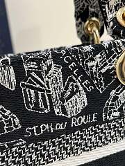 Dior Mini Lady D-Lite Bag Black and White Plan de Paris Embroidery - 6