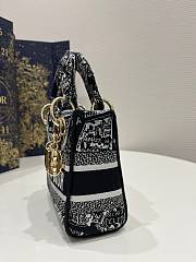 Dior Mini Lady D-Lite Bag Black and White Plan de Paris Embroidery - 4