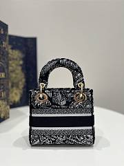 Dior Mini Lady D-Lite Bag Black and White Plan de Paris Embroidery - 3