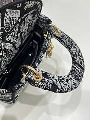 Dior Mini Lady D-Lite Bag Black and White Plan de Paris Embroidery - 2