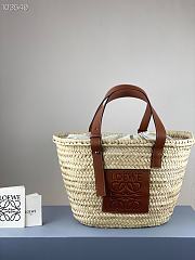Loewe Inlay Basket Bag In Palm Leaf And Calfskin Natural/Brown - 1