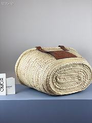 Loewe Inlay Basket Bag In Palm Leaf And Calfskin Natural/Brown - 5