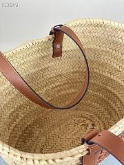 Loewe Inlay Basket Bag In Palm Leaf And Calfskin Natural/Brown - 2
