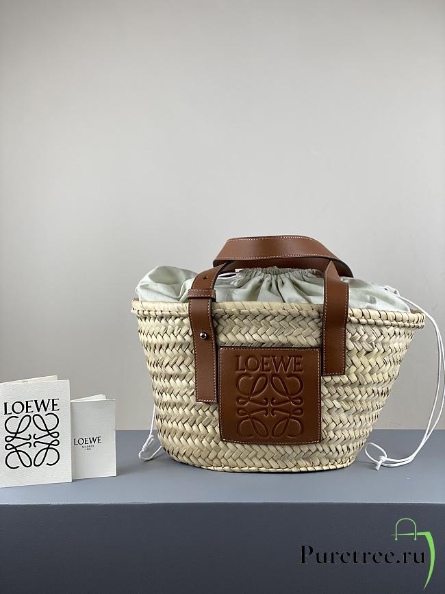 Loewe Small Inlay Basket Bag In Palm Leaf And Calfskin Natural/Brown - 1