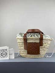 Loewe Small Inlay Basket Bag In Palm Leaf And Calfskin Natural/Brown - 1