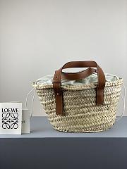 Loewe Small Inlay Basket Bag In Palm Leaf And Calfskin Natural/Brown - 5