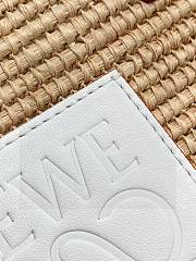 Loewe Small Square Basket Bag In Raffia And Calfskin Natural/White - 6