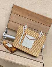 Loewe Small Square Basket Bag In Raffia And Calfskin Natural/White - 4