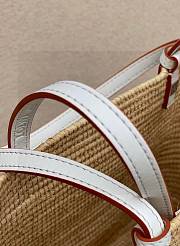 Loewe Small Square Basket Bag In Raffia And Calfskin Natural/White - 2