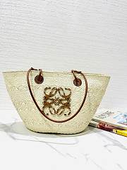 Loewe Small Anagram Basket Bag In Iraca Palm And Calfskin 38x17x13 cm - 1