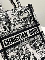 Dior Mini Book Tote Phone Bag White and Black Plan de Paris Embroidery - 4