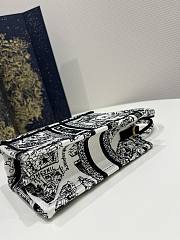 Dior Mini Book Tote Phone Bag White and Black Plan de Paris Embroidery - 2