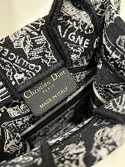 Dior Mini Book Tote Phone Bag Black and White Plan de Paris Embroidery - 2