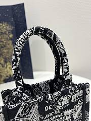 Dior Mini Book Tote Phone Bag Black and White Plan de Paris Embroidery - 4