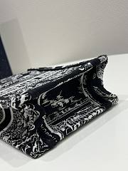 Dior Mini Book Tote Phone Bag Black and White Plan de Paris Embroidery - 5
