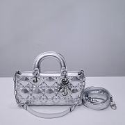 Dior Lady D-Joy Bag Silver-Tone Metallic Cannage Calfskin with Diamond Motif - 1