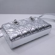 Dior Lady D-Joy Bag Silver-Tone Metallic Cannage Calfskin with Diamond Motif - 6
