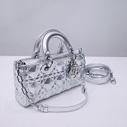 Dior Lady D-Joy Bag Silver-Tone Metallic Cannage Calfskin with Diamond Motif - 5