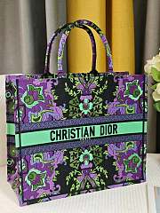Dior Large Book Tote Multicolor Dior Indian Purple Embroidery 41.5x34.5x16 cm - 2