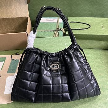 Gucci Deco Medium Tote Bag Black Leather size 43 x 28 x 8 cm