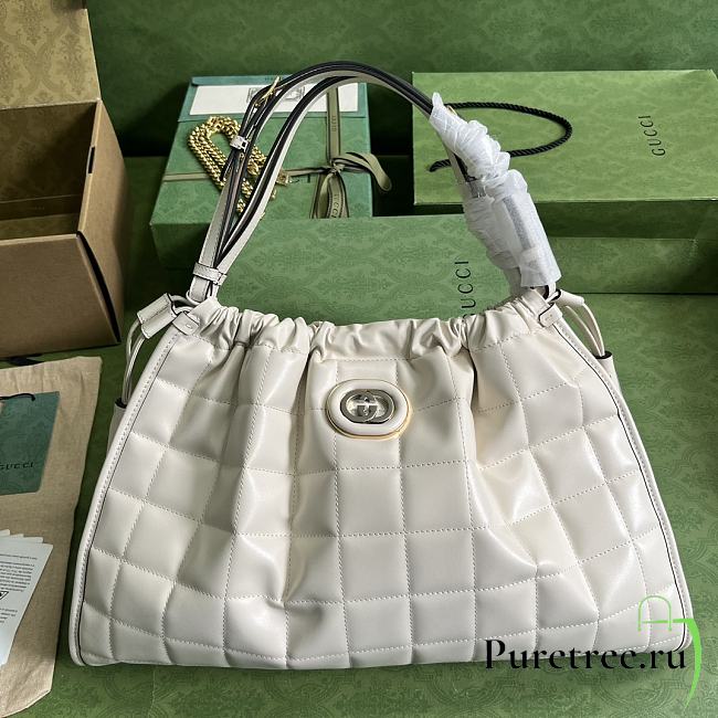 Gucci Deco Medium Tote Bag White Leather size 43 x 28 x 8 cm - 1