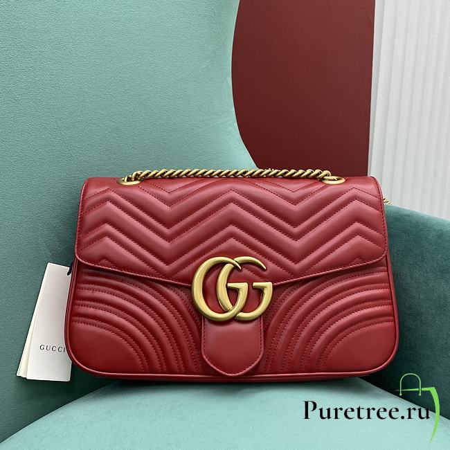 Gucci GG Marmont Medium Red Shoulder Bag 443496 size 30x20x8 cm - 1