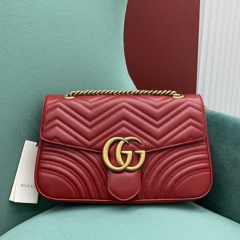 Gucci GG Marmont Medium Red Shoulder Bag 443496 size 30x20x8 cm