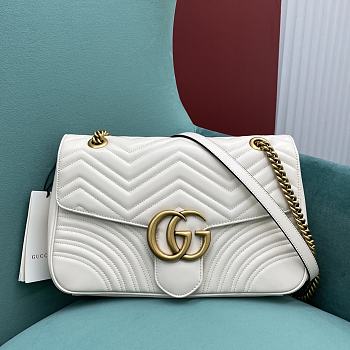 Gucci GG Marmont Medium White Shoulder Bag 443496 size 30x20x8 cm
