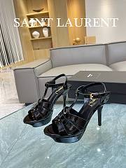 YSL Tribute Platform Sandals In Black Patent Leather 10,5 cm - 1