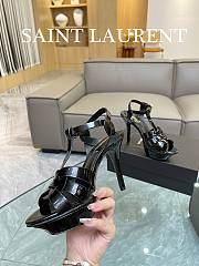 YSL Tribute Platform Sandals In Black Patent Leather 10,5 cm - 6