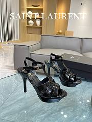 YSL Tribute Platform Sandals In Black Patent Leather 10,5 cm - 2