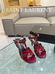 YSL Tribute Platform Sandals In Burgundy Patent Leather 10,5 cm - 6