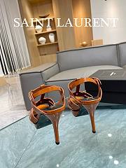 YSL Tribute Platform Sandals In Brown Patent Leather 10,5 cm - 3
