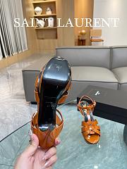 YSL Tribute Platform Sandals In Brown Patent Leather 10,5 cm - 2