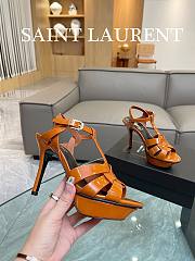 YSL Tribute Platform Sandals In Brown Patent Leather 10,5 cm - 5