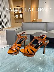 YSL Tribute Platform Sandals In Brown Patent Leather 10,5 cm - 6