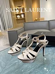 YSL Tribute Platform Sandals In White Patent Leather 10,5 cm - 1