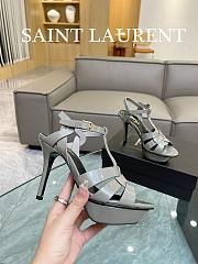 YSL Tribute Platform Sandals In Gray Patent Leather 10,5 cm - 5